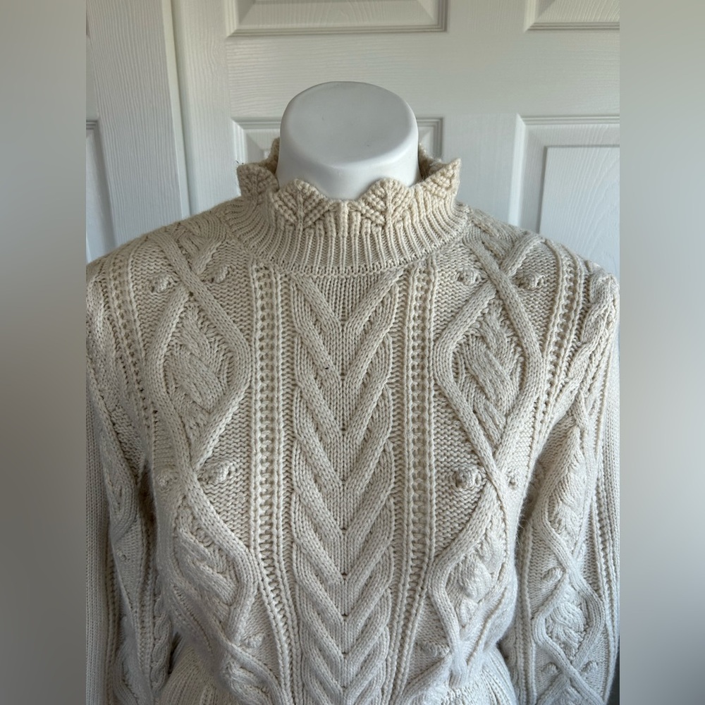 Wishlist Cream Cable Knit Peplum Sweater - Picture 3 of 10